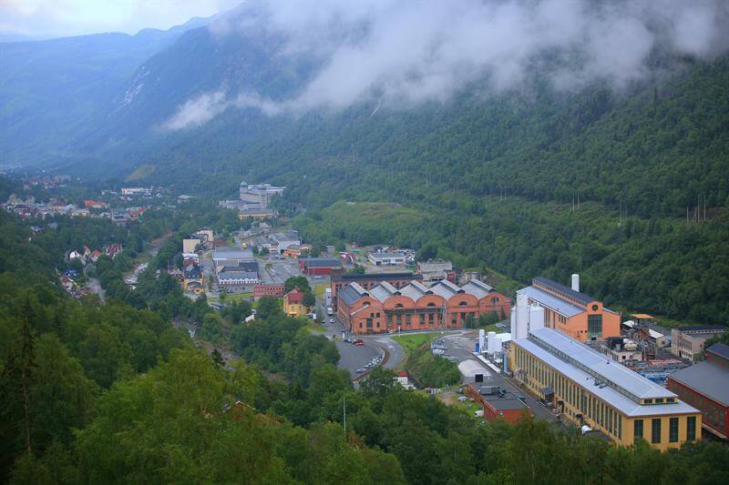 Oversiktsbilde over Rjukan by