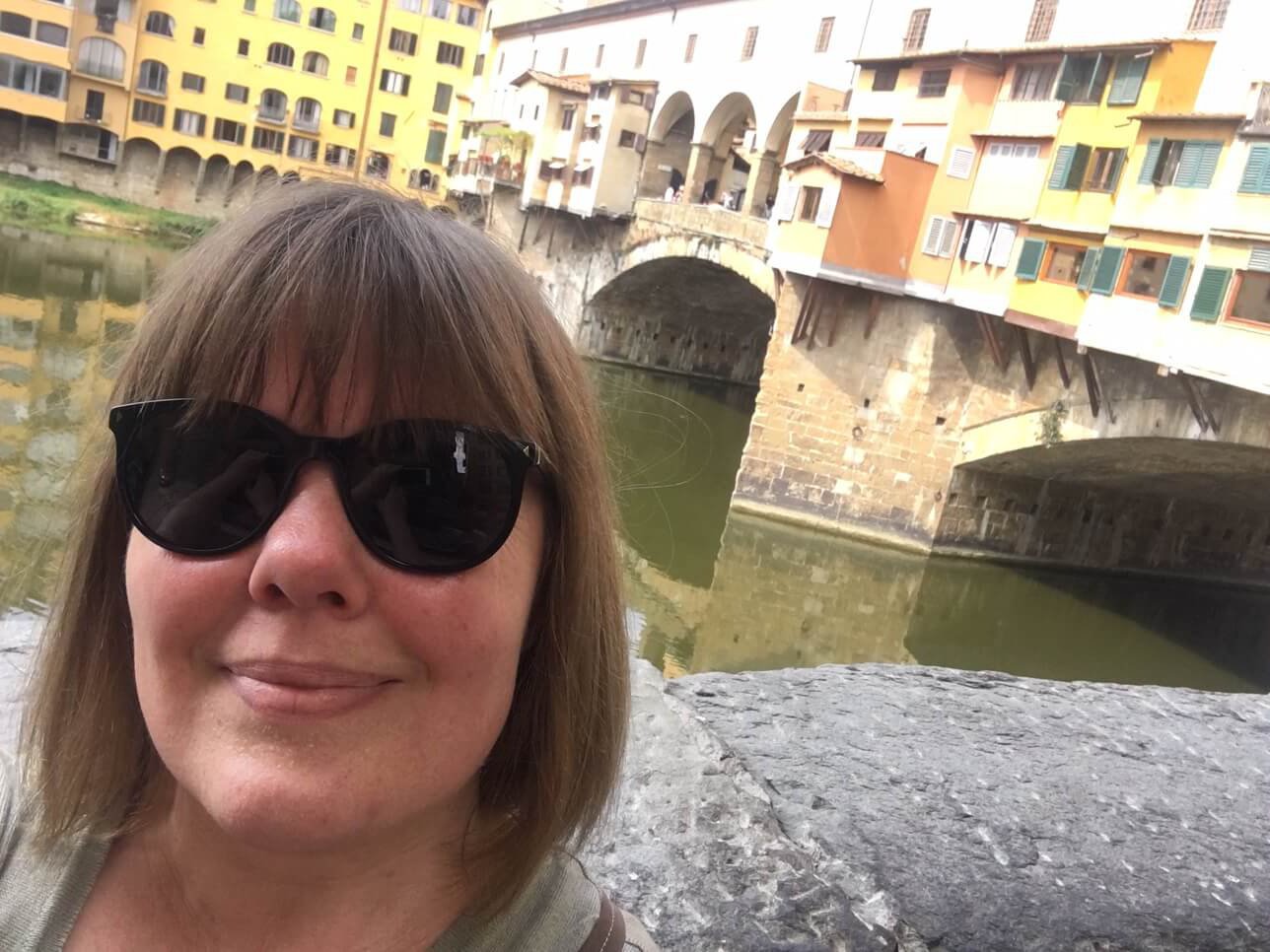 Selfie ved Ponte Vecchio i Firenze