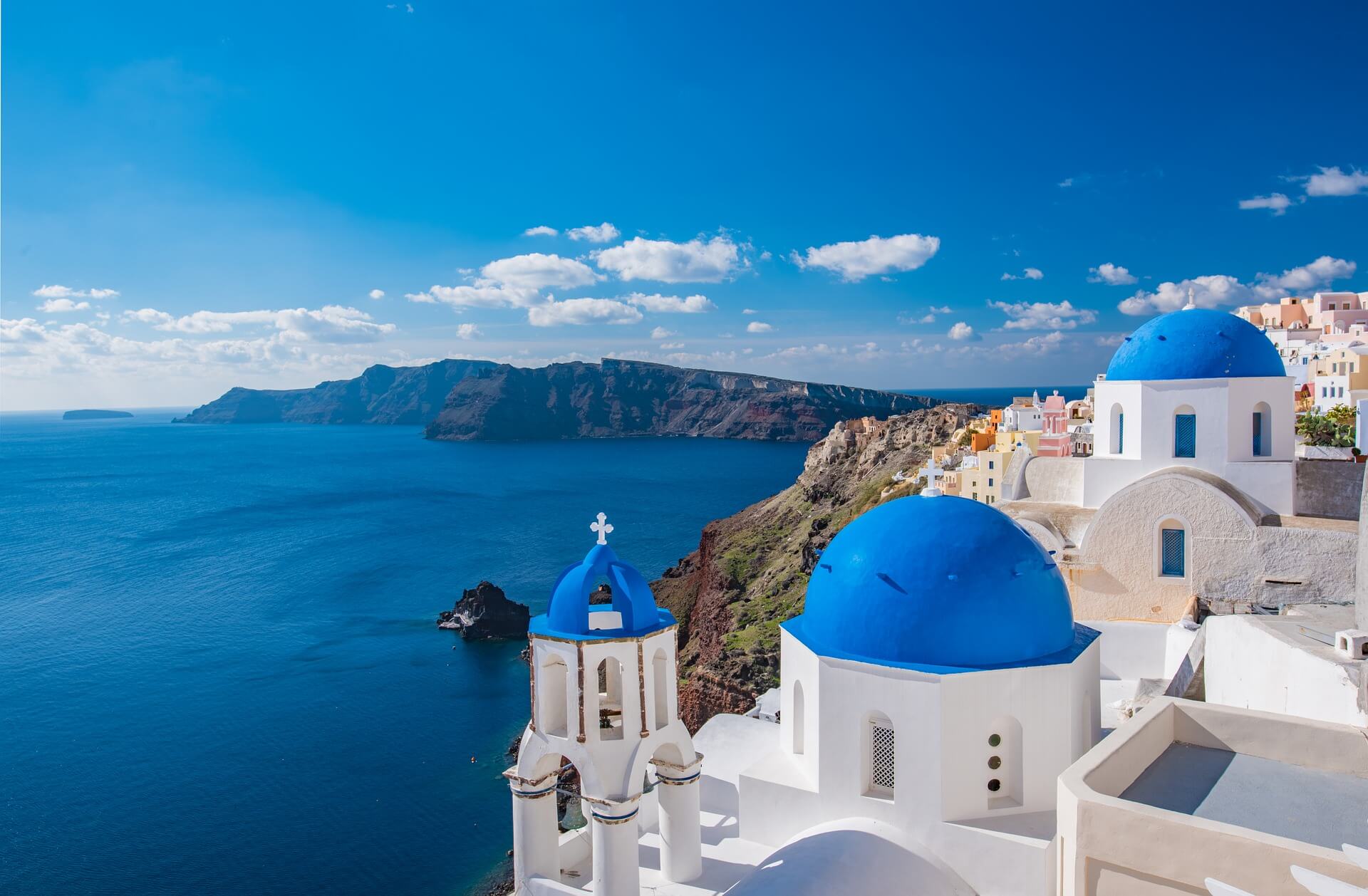 Blå tak i Santorini, Hellas